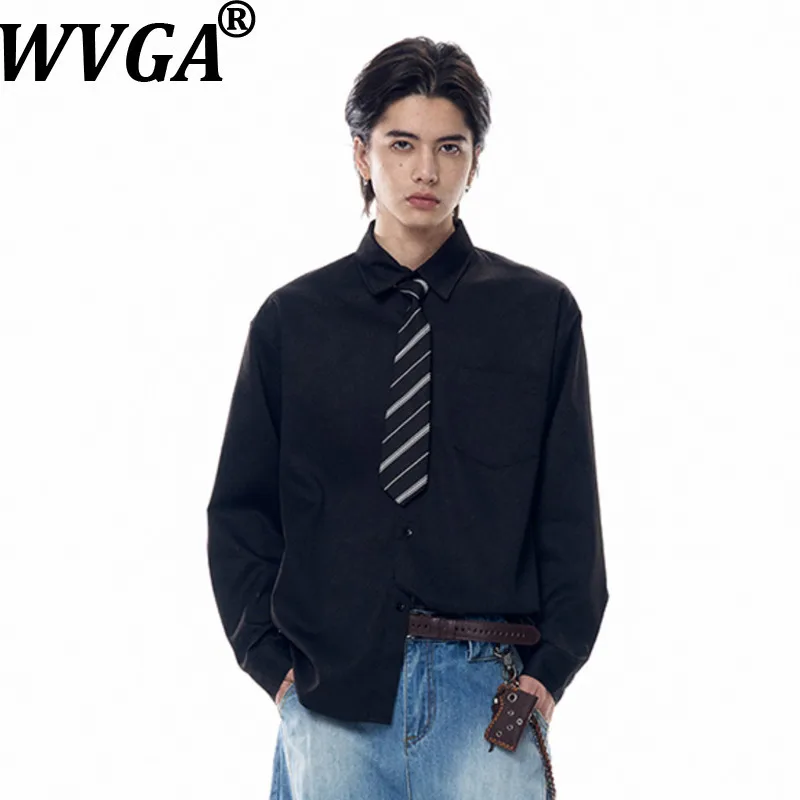 

WVGA весна осень новый мужской прилив американский стиль модная рубашка с длинным рукавом нишевый шикарный повседневный топ с отложным воротником уличная одежда W17261