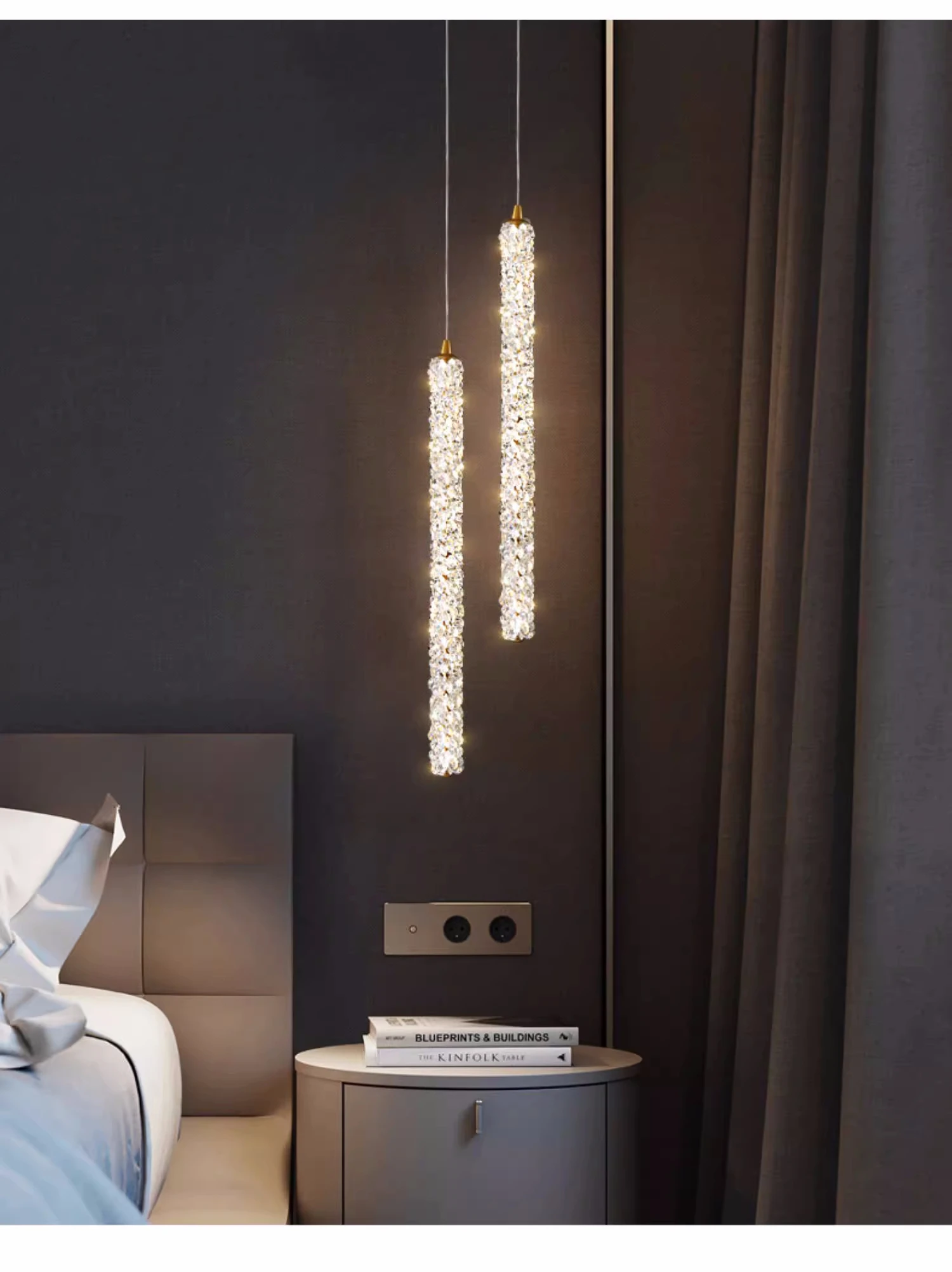 Bedside LED Luminaires Crystal Pendant Lights Sofa