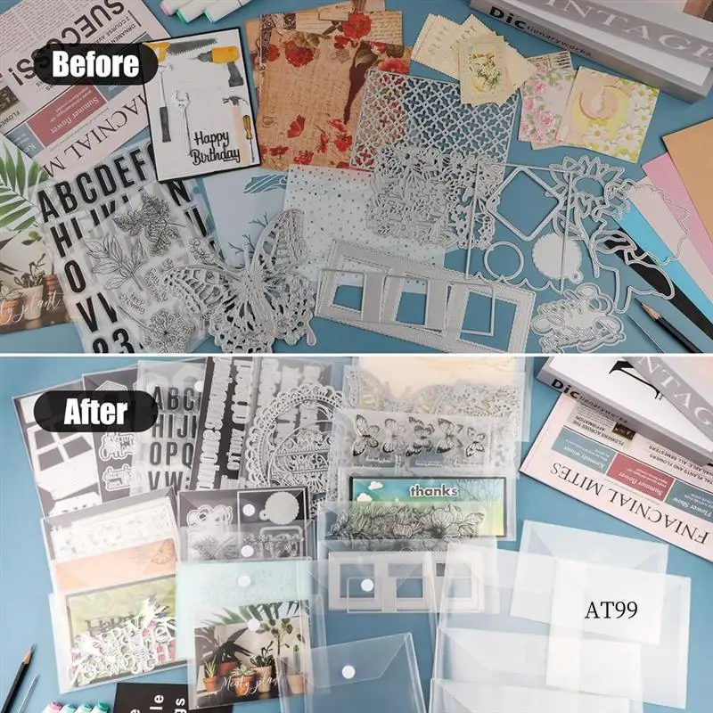 

TA-20Pcs 7X5in Storage Envelopes,Resealable Plastic Envelopes Pockets Storage Bag For Clear Stamp,Die Cuts,Scrapbook Paper Durab