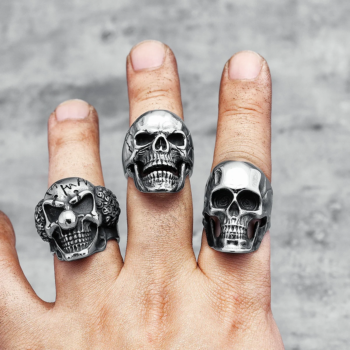 Terminator Skull 316L Stainless Steel Mens Rings Punk Hyperbole Skulls for Male Boyfriend Biker Jewelry Best Gift Dropshipping