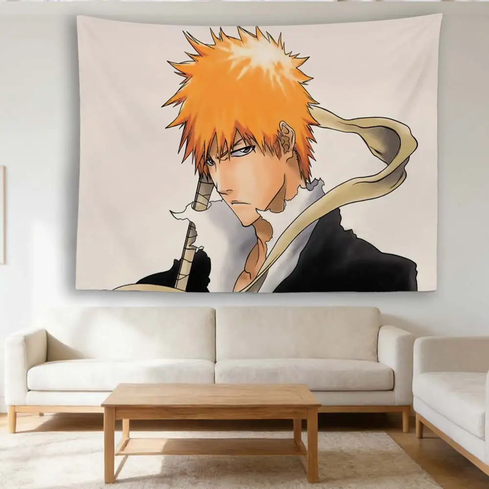 B-Bleach Ichigo Kurosaki Large Tapestry, Large Wall Tapestry, Cool Room Decoration Items for Bedroom Dorm