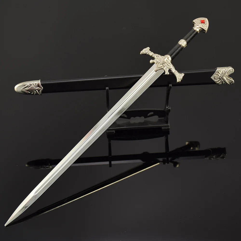 Shadowflame Darksteel Spada 30 cm interamente in metallo con guaina Guardiani dei troni Display per armi da collezione