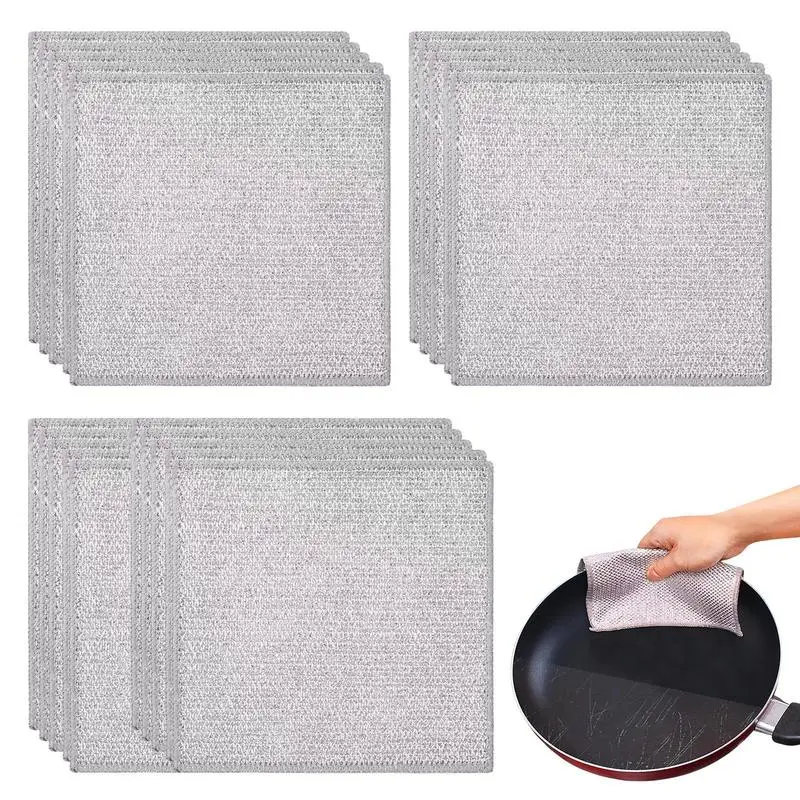 

Dishwashing Wire Cloth 20X Dishes Washing Cleaning Wire Cloth Wet And Dry Use Reusable Dishes Cleaning Rags Kitchen Utensils For