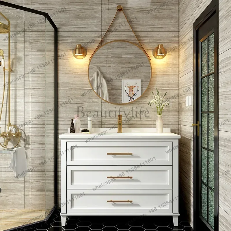 LDModern White Bathroom Vanity with Sink and Ample Storage Premium Construction Soft-Close Drawers Ceramic Basin