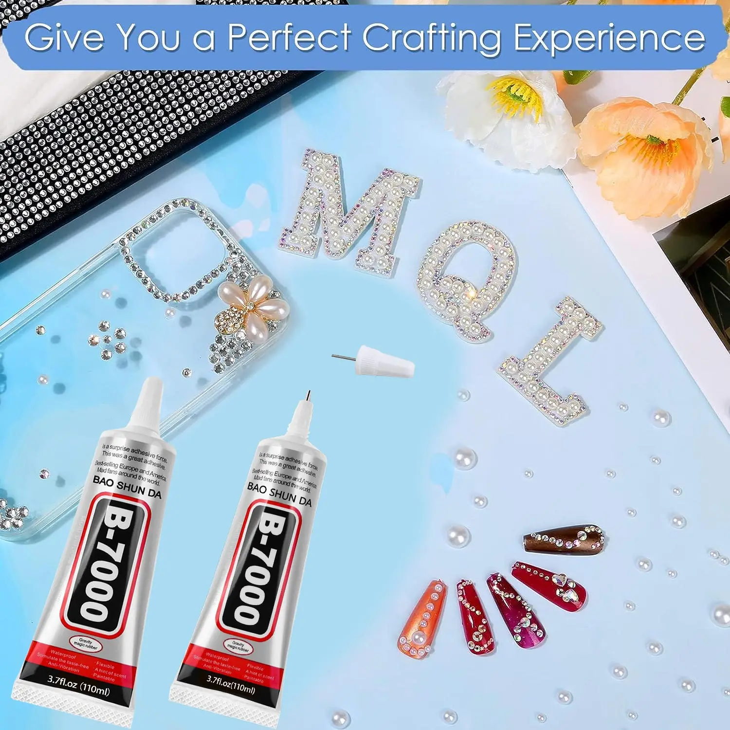 B7000 Glue, mobile phone screen glue, suitable for jewellery, house building models, dried flowers, wooden frames, fabrics, cardboard, woolen materials, universal crafts creative soft glue, anti-clogging design , 110ml