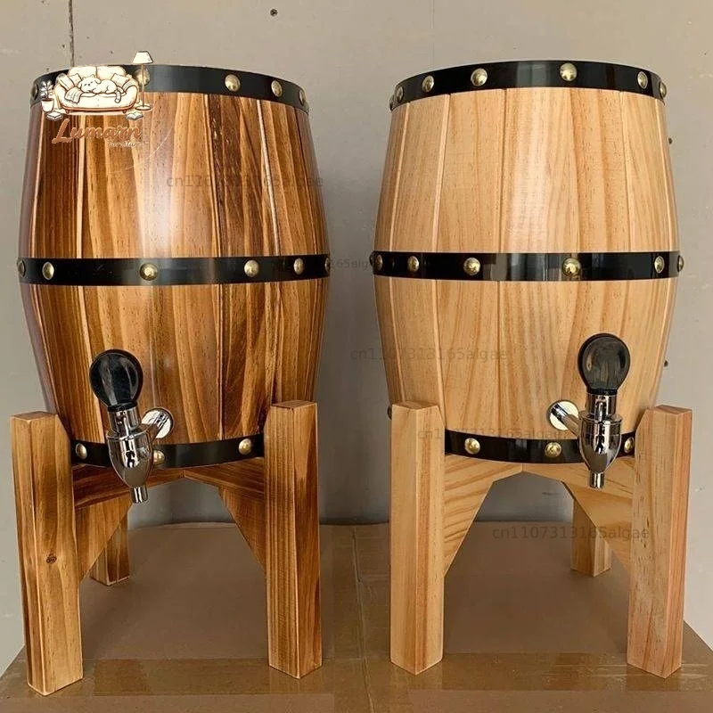 Oak Wood Aging Barrel with Tap Small Wooden Wine & Spirit Fermentation Cask Portable Mini Whiskey Barrel Decor for Home Brewing