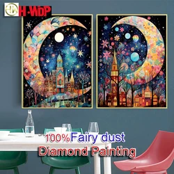 Moon 100% ab Diamond Painting ab CrystalLandscape Diamond Embroidery Cross Stitch Fairy Dust Diamond Art Full Crystal Home Decor