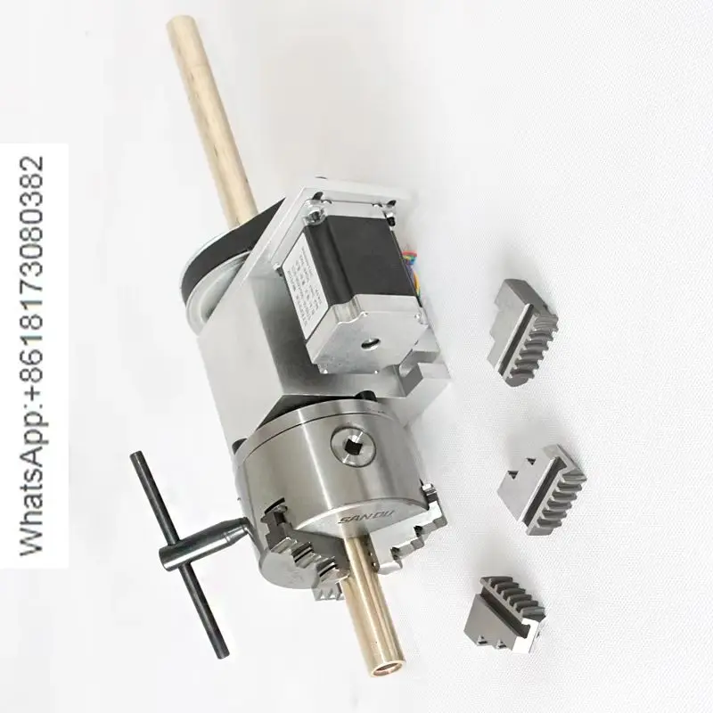 K5M-6-100A 100mm 4th Axis Rotary Cnc 3 Jaw Chuck  Hollow Shaft Rotation 6:1 a Axis for Nema 23 Stepper Motor