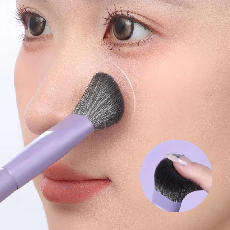 GUOXIAONIU Einzelner Flacher Runder Foundation-Pinsel mit Box Puder Rouge Concealer Make-up-Pinsel Hautfreundliches Make-up-Werkzeug – Detail 2