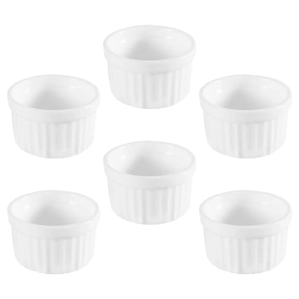 

6Pcs Ceramic Dessert Baking Bowls Oven Safe Smooth Surface Multipurpose Rice Soup Pudding Cake Bowls Ceramic Baking Bowl