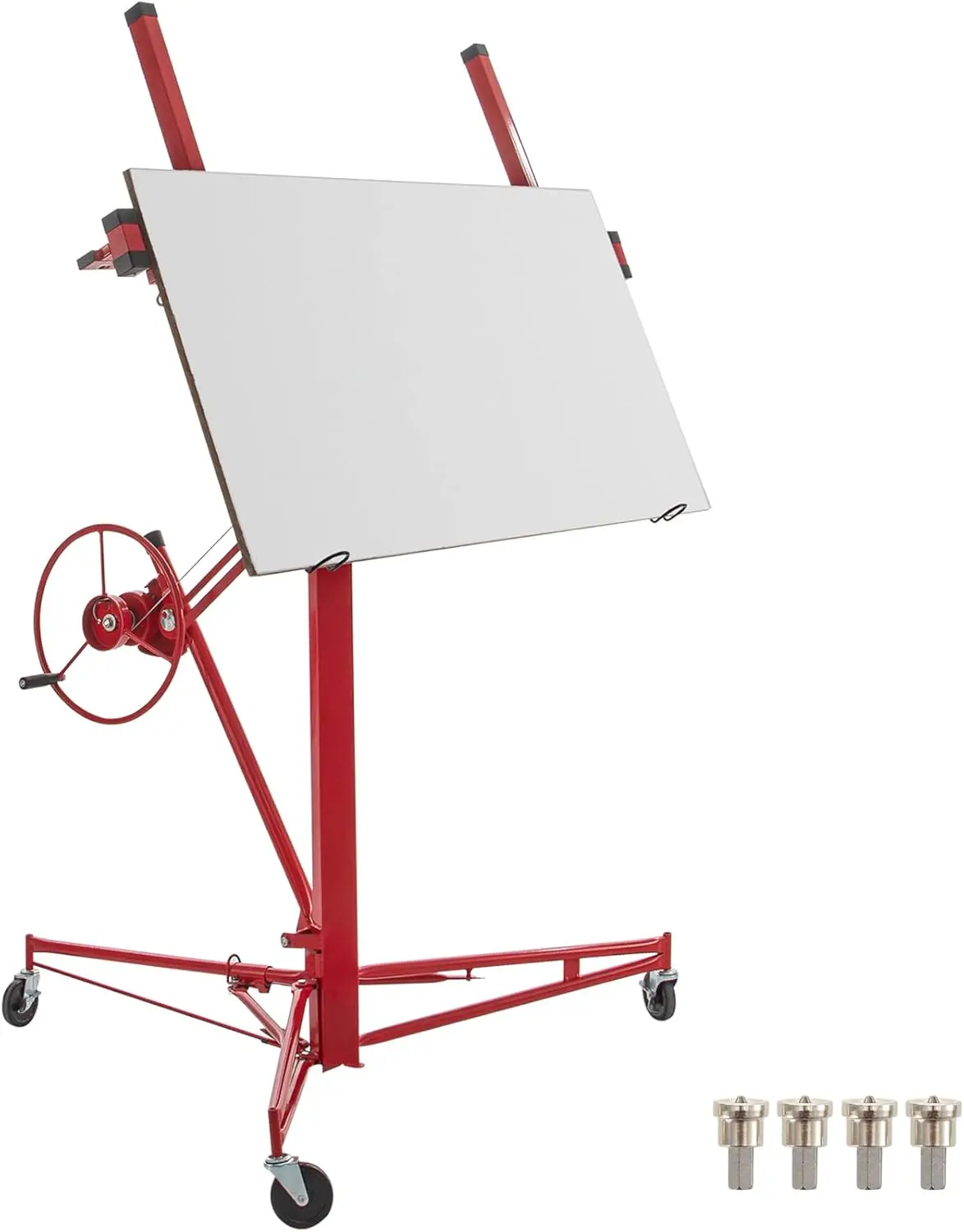 

Drywall Rolling Lifter Panel, 11ft Sheetrock Lift, 150lb Weight Capacity Panel Hoist Jack Tool, 48x192 in Plasterboard Size