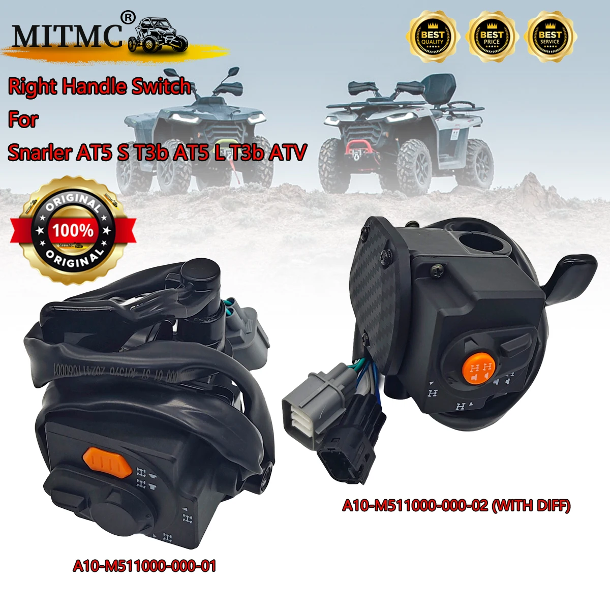 

Right Handle Switch For SGW 500CC Snarler AT5 S T3bAT5 L T3b ATV A10-M511000-000-01 A10-M511000-000-02