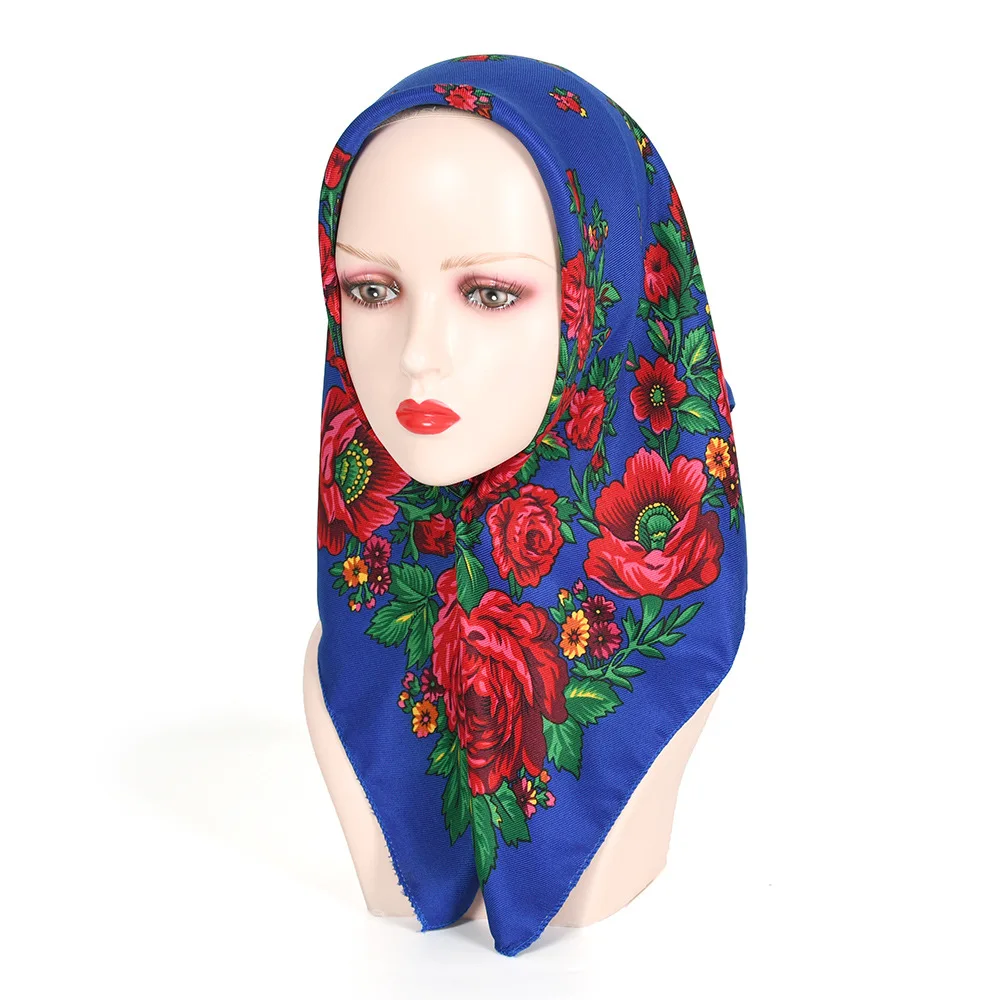 70*70cm Russische Quadrat Schal Frauen Luxus Floral Print Bandana Kopf Wraps Taschentuch Babuschka Stirnband Schals – Detail 23