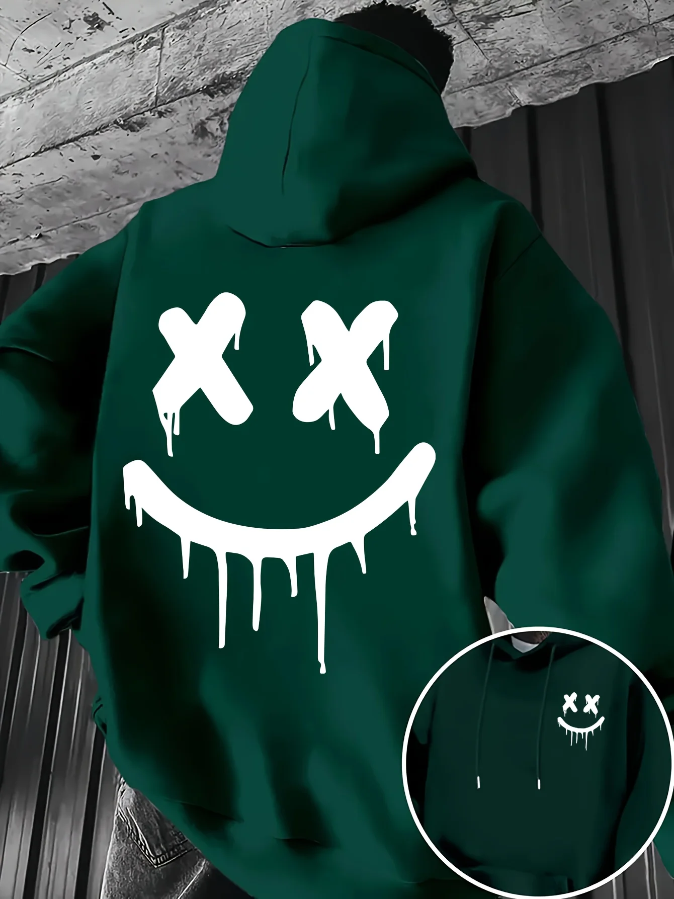 Herren 2026 Neuer Modischer Lustiger Smiley-Print Hoodie - Trendiger Lockerer Lässiger Kapuzenpullover – Detail 5