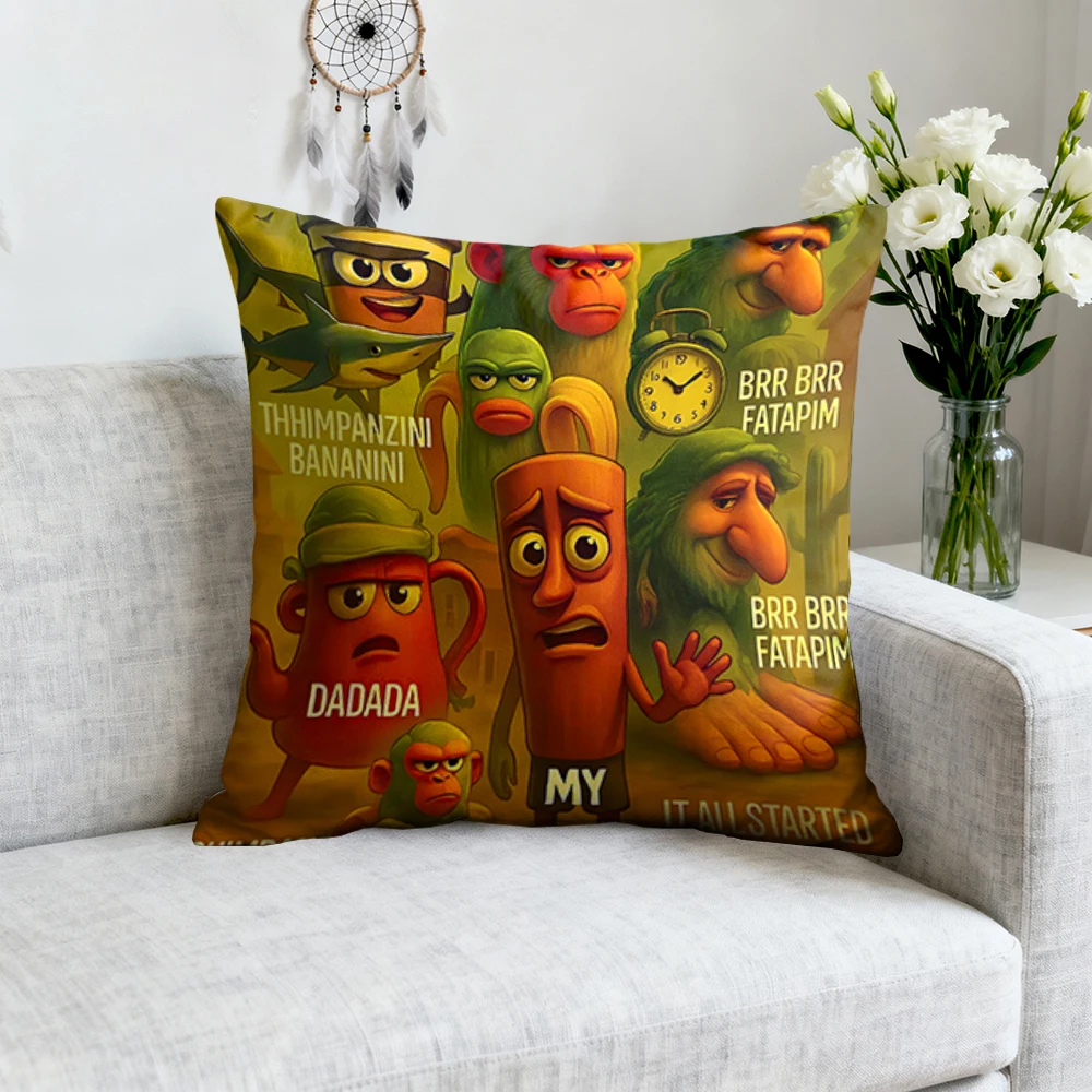 

Cushion Covers for Living Room Cushions FUNNY Brainrot Home Decoration Decorative Pillows Personalized Gifts Decorating Items