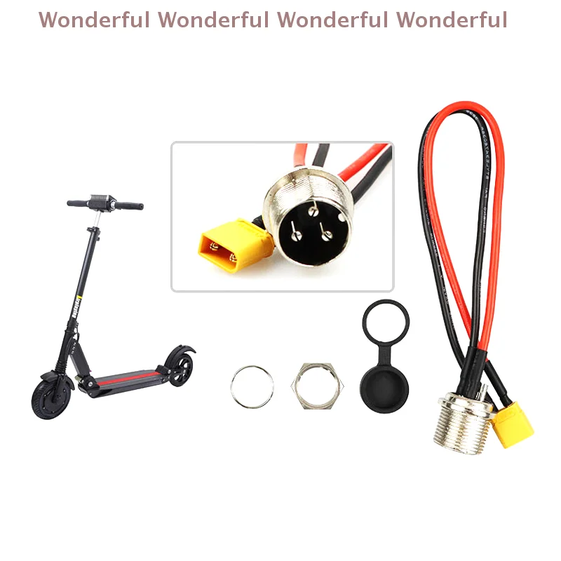 ユニバーサル 3 ピン XT-60 オスプラグコネクタケーブル M4 プロ電動スクーター用防塵柔軟な充電ポート