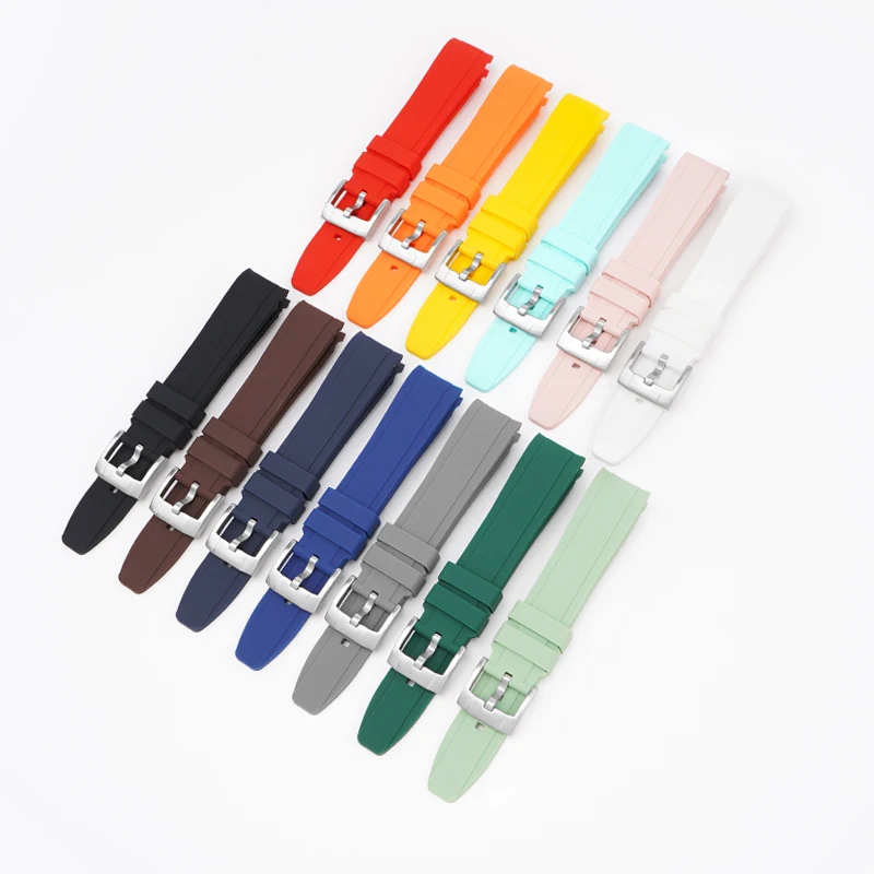 20mm 22mm Silicone Strap for Swatch Universal Curved End Arc Rubber Watch Band for Rolex Sport Waterproof Bracelet for Citizen