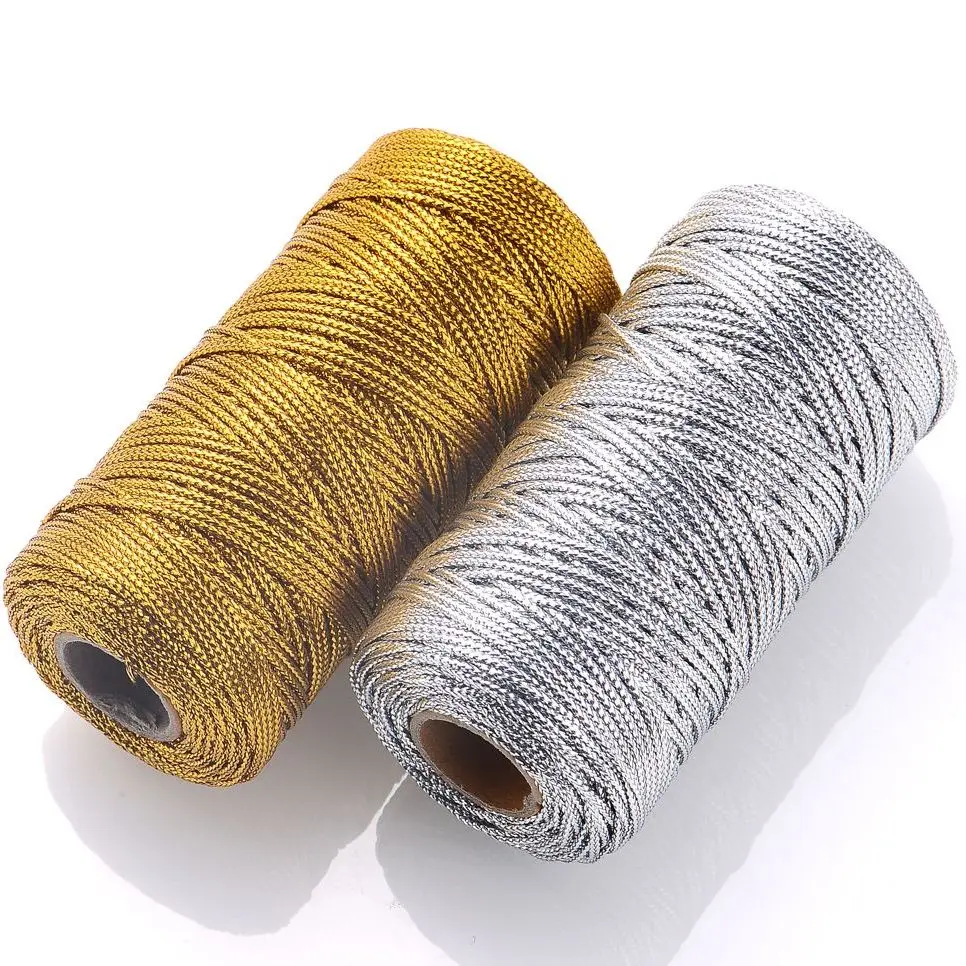 100 متر/لفة الذهبي الموضوع الفضة الحبل التعبئة حبل حلية سلسلة DIY بها بنفسك التطريز حفل زفاف هدية الكريسماس ديكور 1.5 مللي متر