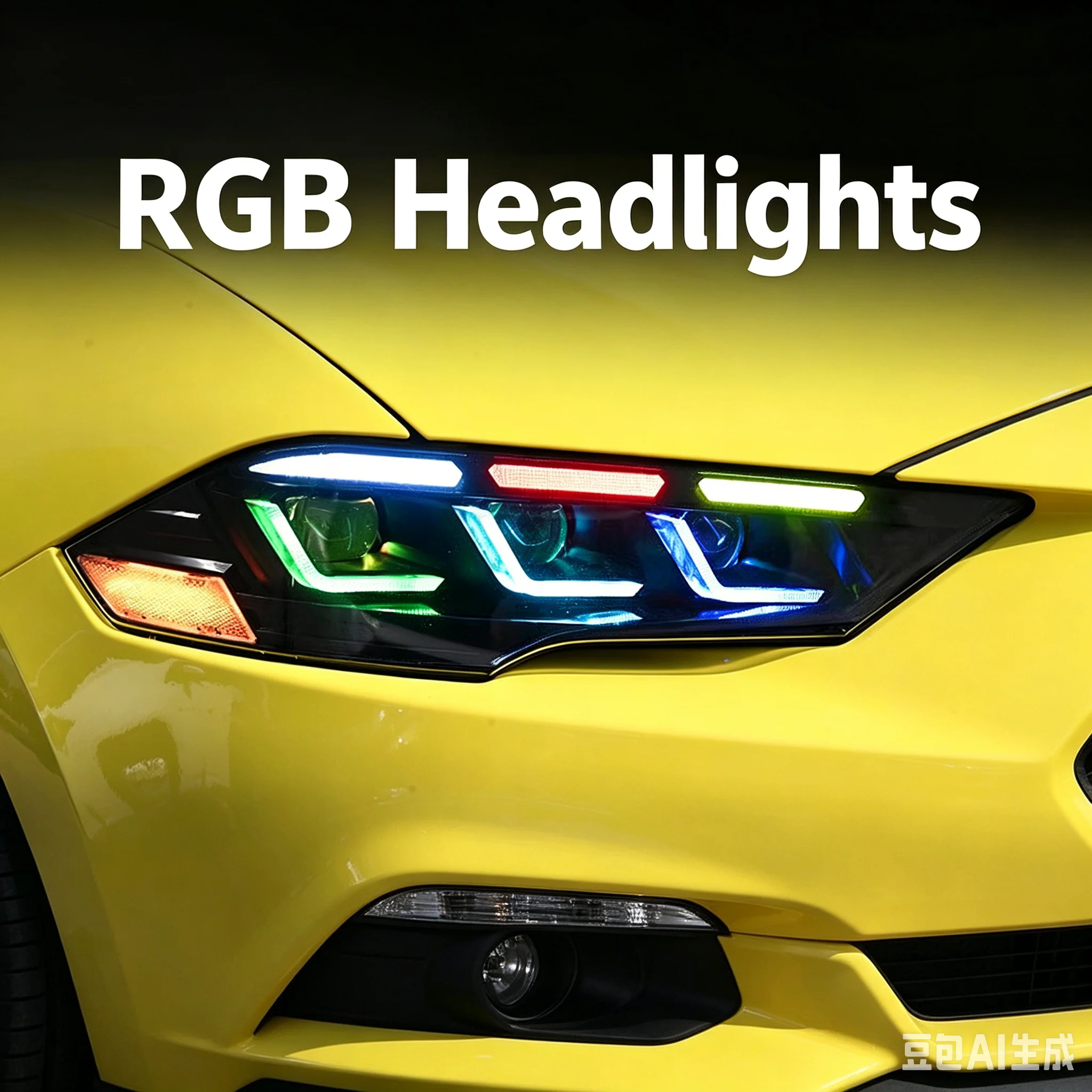 LED RGB Headlights Assembly For Ford Mustang 2018-2023 Sequential Turn Signal DRL Dual Lens Head Lamp Replacement