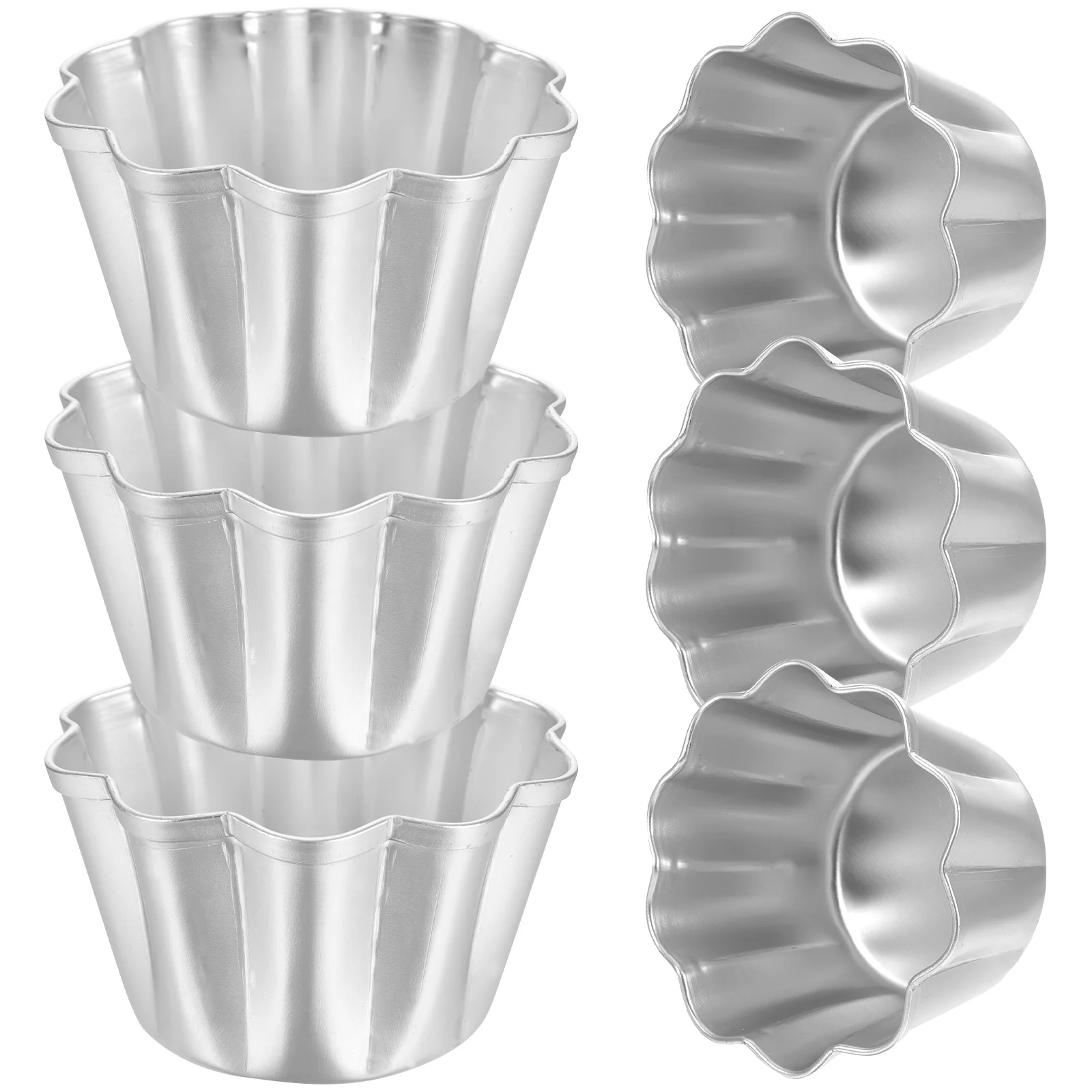 

6 Pcs Mini Aluminum Alloy Cake Mold Non Stick Baking Mould Pudding Cups Washable Tart Pan Muffin Cups Egg Mold For Professional