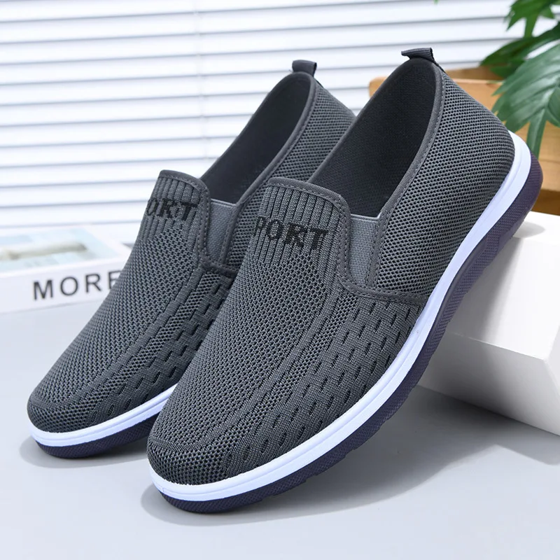 Men's Breathable Mesh Loafers Slip On Walking Shoes Lightweight Casual Knit Daily Driving Shoes For Elderly image 2