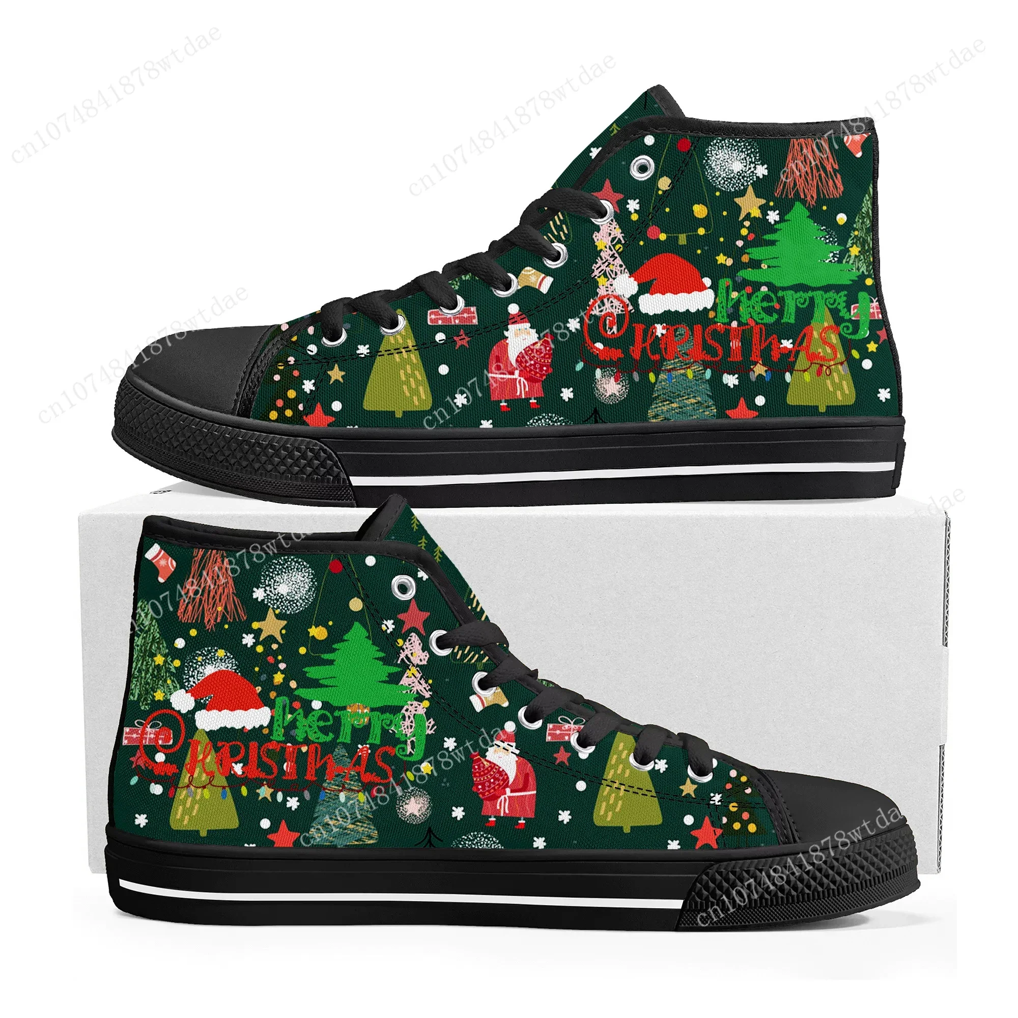 Merry Christmas Gift High Top Sneakers Mens Womens Teenager High Quality Canvas Sneaker Anime Cartoon Casual Custom Made Shoes