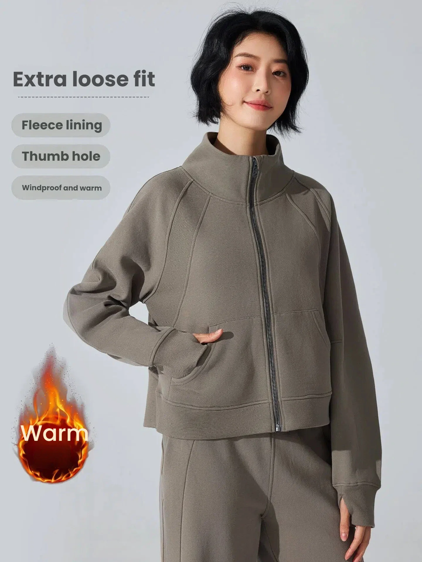

Women's Fleece Hooded Sports Zip Up Cozy Winter Coats Casual Athletic Top Plus Size Yoga Jacket