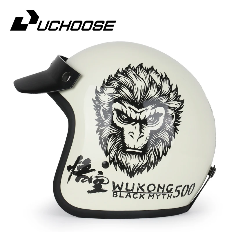 Retro Semi-Open Motorcycle Helmet Cross-Country Motorcycle Accessories Motorcycle Helmet 3/4 Retro Helmet in Winter