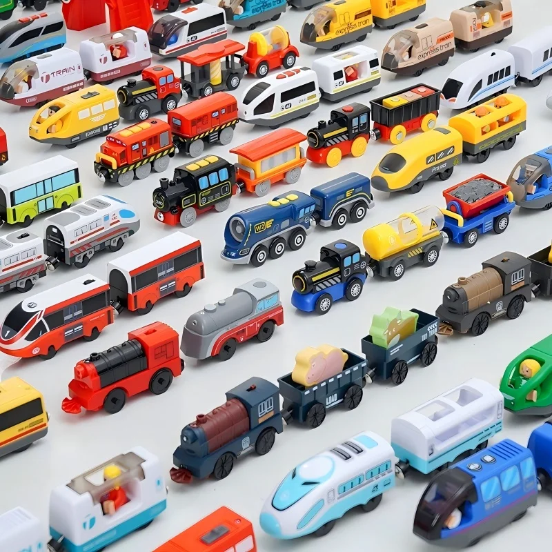 

Магнитные игрушки-поездники, деревянные железнодорожные дорожки, аксессуары, локомотив, литой слот, подходит для всех деревянных дорожек, брендовые деревянные дорожки, игрушки для детей