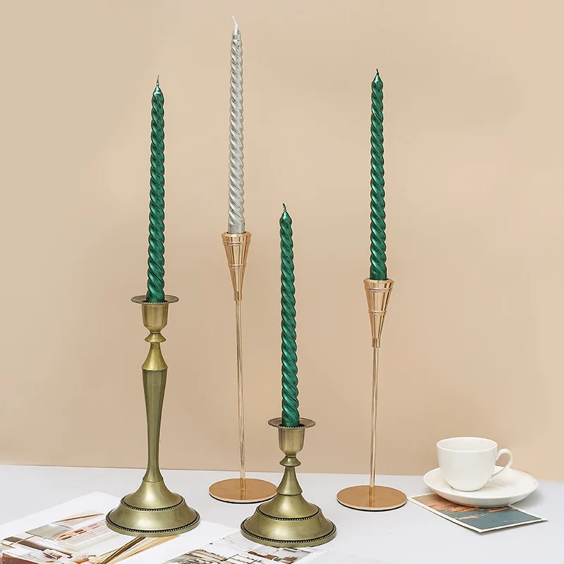 Picture 4: 4pcs Long pole colored threaded candlestick candles, romantic family candles, dinner decorations, weddings, birthdays, candles