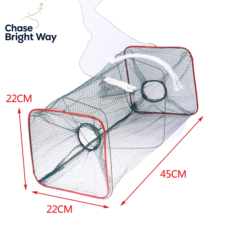 Portable Folding Fishing Net Dip Net Cage For Fish Nylon Steel Wire Shrimp Vessel Trap For Fishing Net Hands Trap Cage
