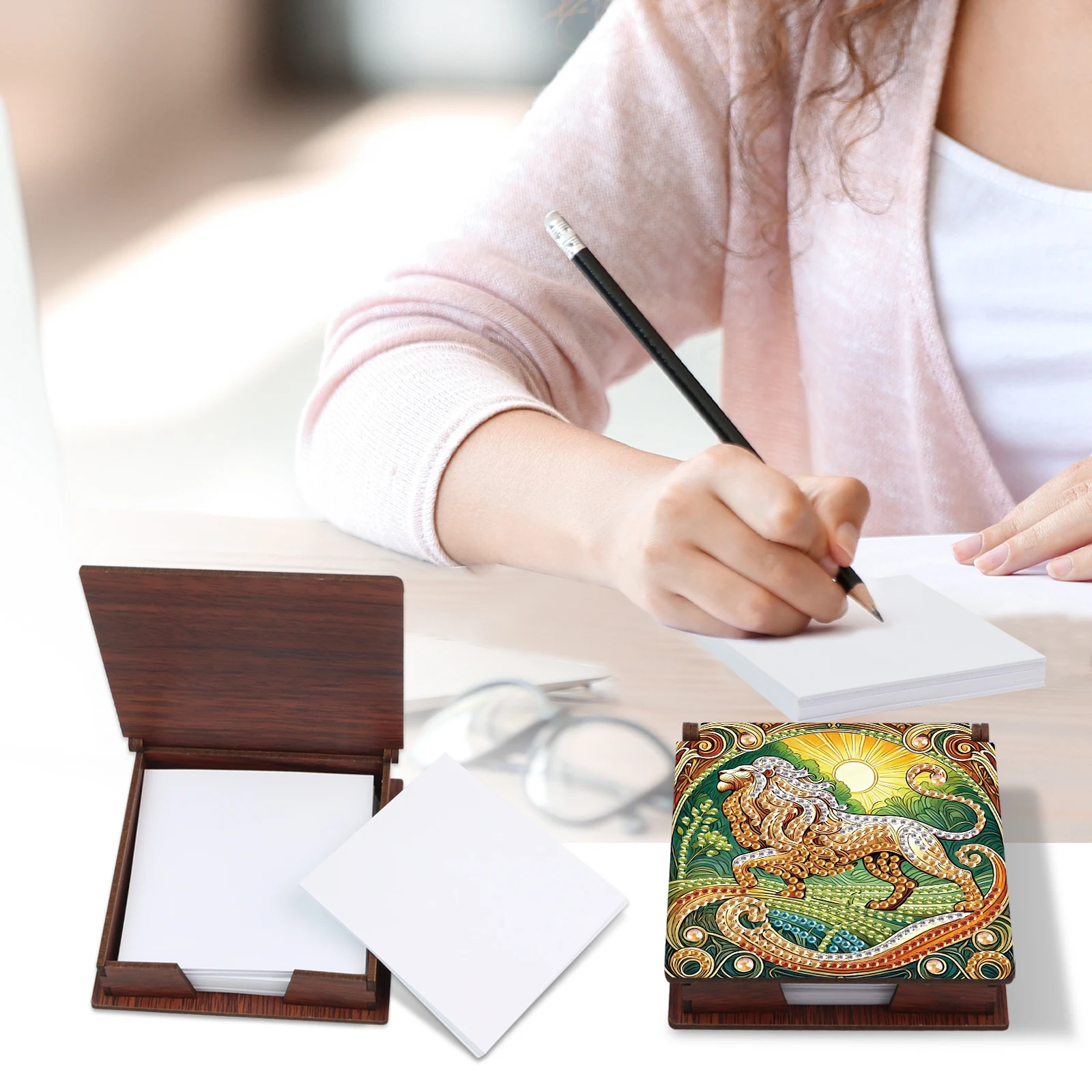 Special shaped Diamond Art Painting Sticky Note Box kits,Cute animals partial Diamond Art note box for Home Office decorate Gift view 6