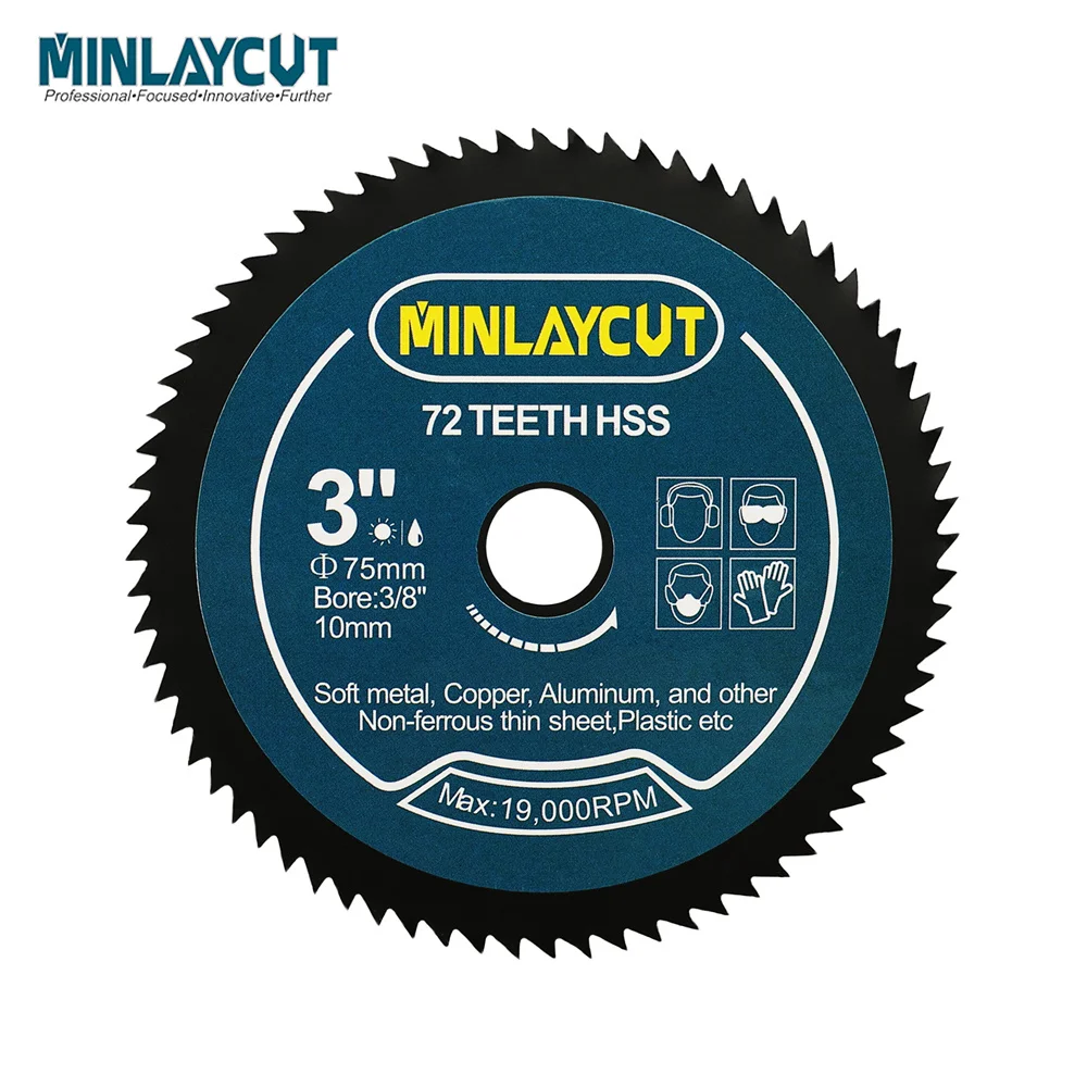 

MINLAYCUT 3inch/75mm High Speed Metal Saw Blades 1/2pcs Cutting Disc For Soft Metal Wood Copper Aluminium Plastic Bore 10mm