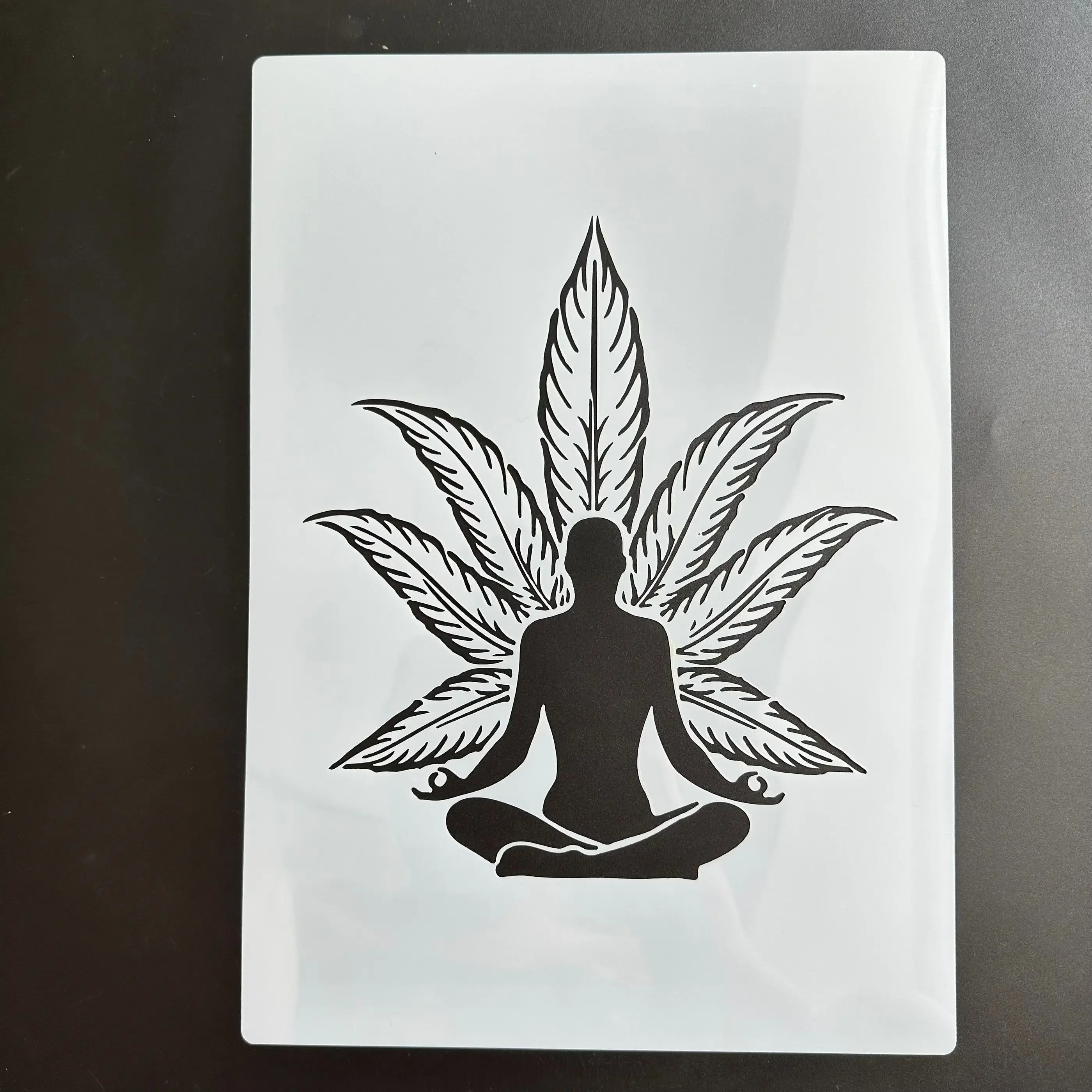 A4 29 *21cm DIY mandala for painting stencils stamped photo album embossed paper card on wood, fabric Leaf Buddha Statue