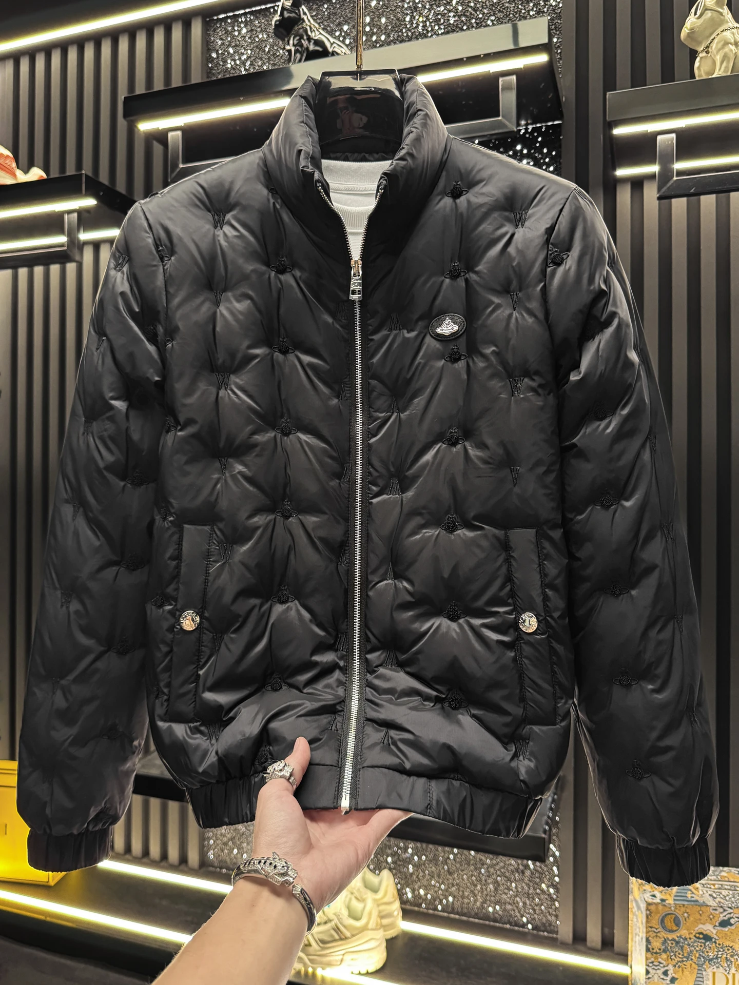 

Short Puffer Jacket Men's Black Warm Stand Collar Winter Fashionable Versatile Polyester Fiber 3D Stereo Design Duc...