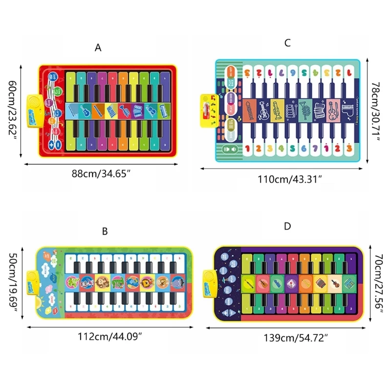 Muziek Speelmat Speelgoed Piano Dansmat Speeldeken Elektrisch Leren Toetsenbord Muziekinstrument Speelgoed Babymat Kinderen D5QF