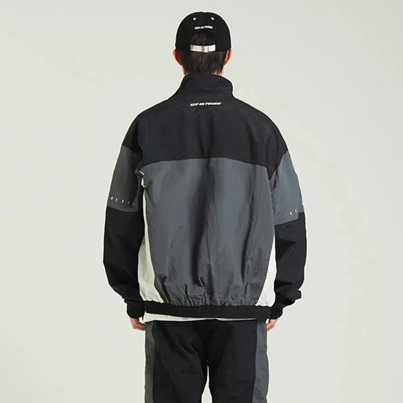 Coupe-vent bloc de couleur pour hommes, veste légère imperméable, randonnée en plein air, cyclisme, course à pied, hauts vestes pour hommes