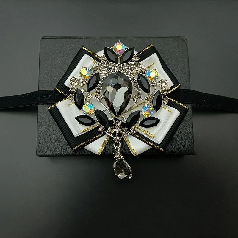 

Luxury Men's Bow Ties Original Design Handmade Jewelry Gifts for Men High-end Business Banquet Wedding Rhinestone Collar Flower