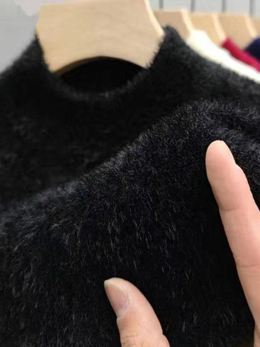 

Мужской утепленный свитер Cleanfit с высоким воротником из искусственного меха норки, теплый зимний базовый слой, мягкий, из полиэстера и нейлона, для повседневной носки дома