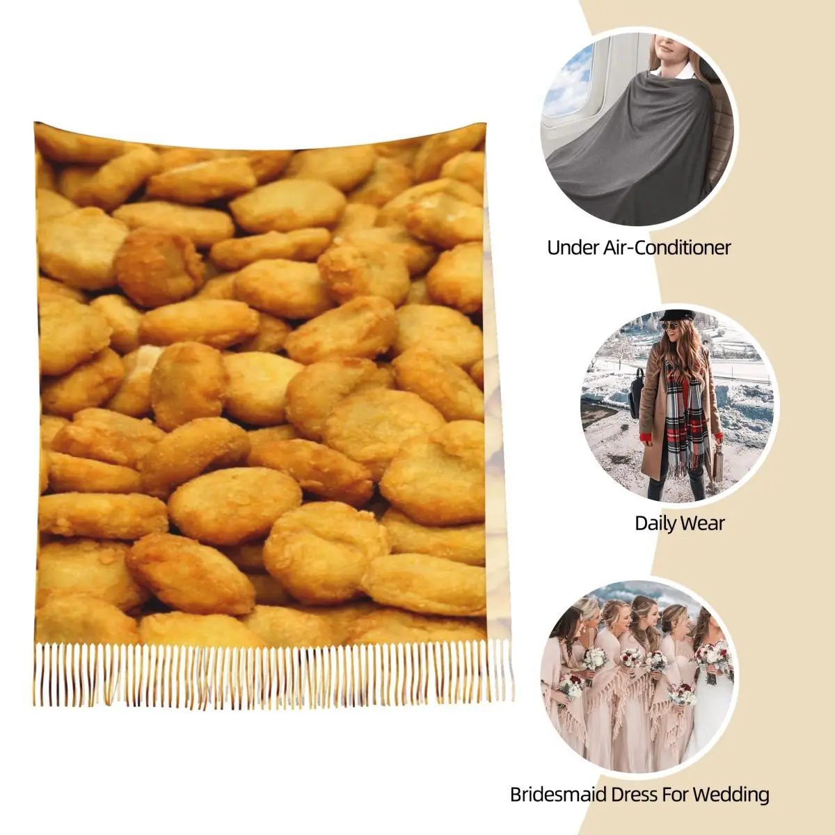 Esto es mi disfraz humano soy realmente una bufanda de pepita de pollo, bufandas con borlas, chales y chales para mujer, chal largo para Otoño e Invierno