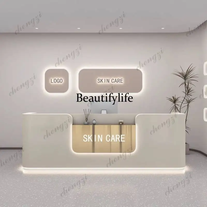 A68 Logo Beauty Reception Desks Counter Aesthetics Office Computer Reception Desks Modern Design Empfangs Tresen Nordic Furnitur