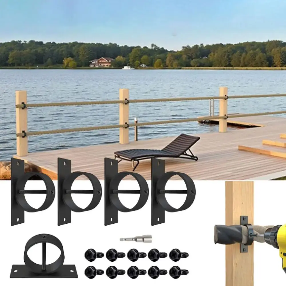 

Black Finish Stainless Steel Rope Holder Stainless Steel Material Rust-Proof Coating Decorative Rope Railing Elegant Design