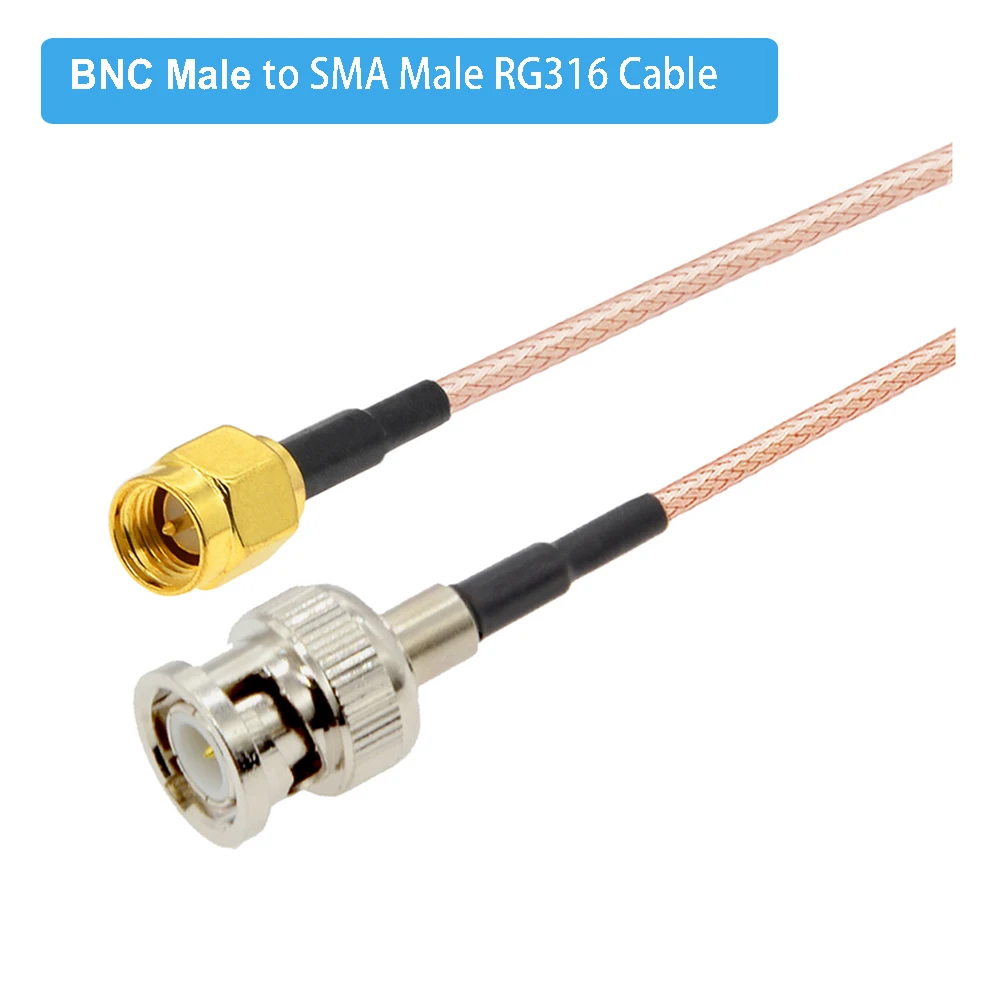 1PCS RF Cable RP-SMA Male to BNC Male Plug RG316 Pigtail 50 Ohm Extension Coax Cable CCTV Camera DVR System RF Coaxial Jumper