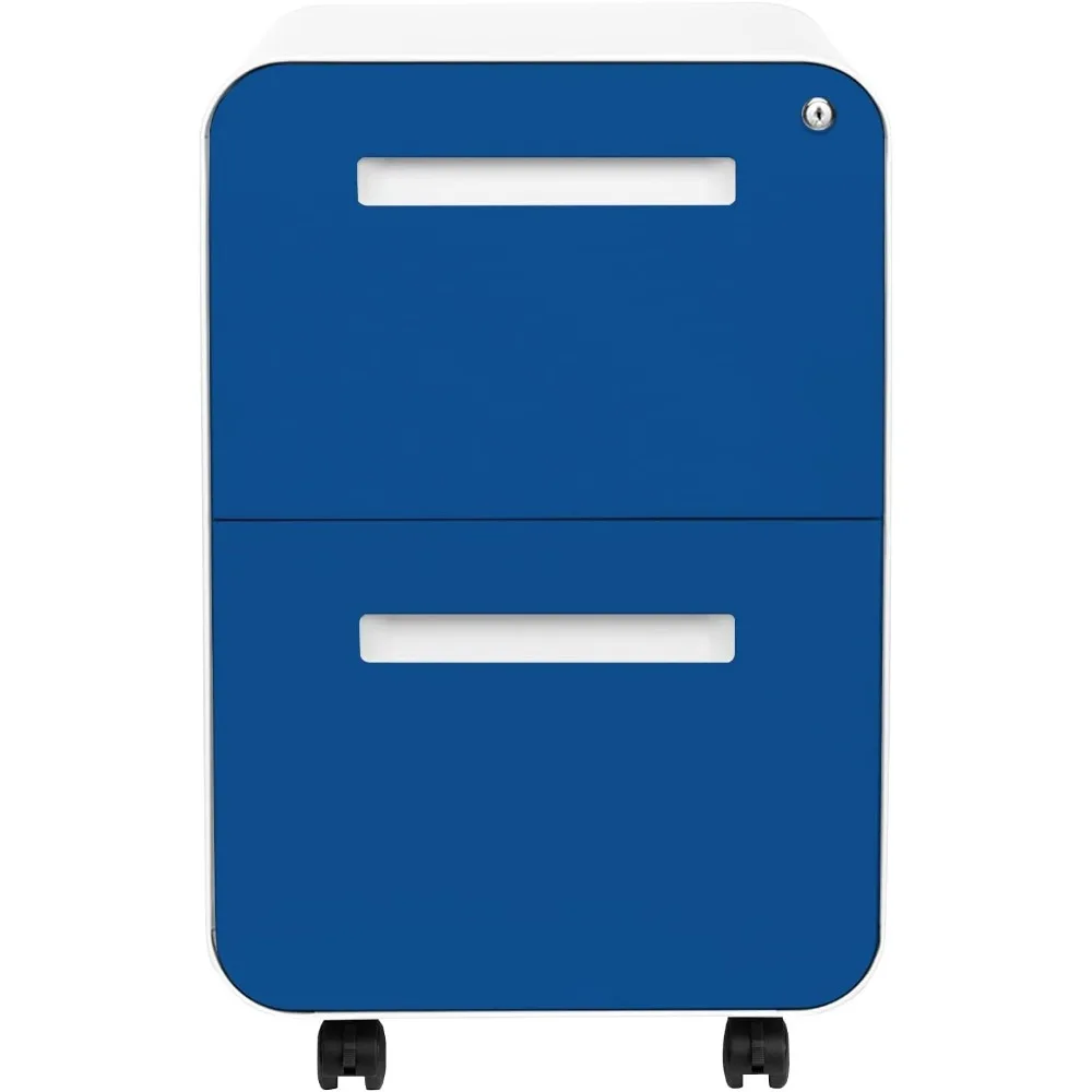 Szafka na dokumenty mobilna z 2 szufladami i zamkiem - Metalowa szafka pod biurko, na dokumenty Legal/Letter, na kółkach i z podstawą.