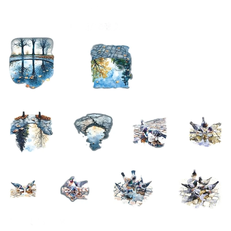 Natural Landscape Synthetic Film Transfers, Water Reflection Trail Layouts for Album Making and Artistic Decoration