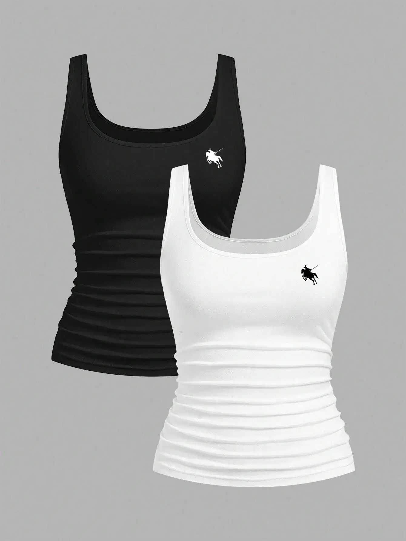 Conjunto de duas peças de regata minimalista estilo europeu e americano da moda