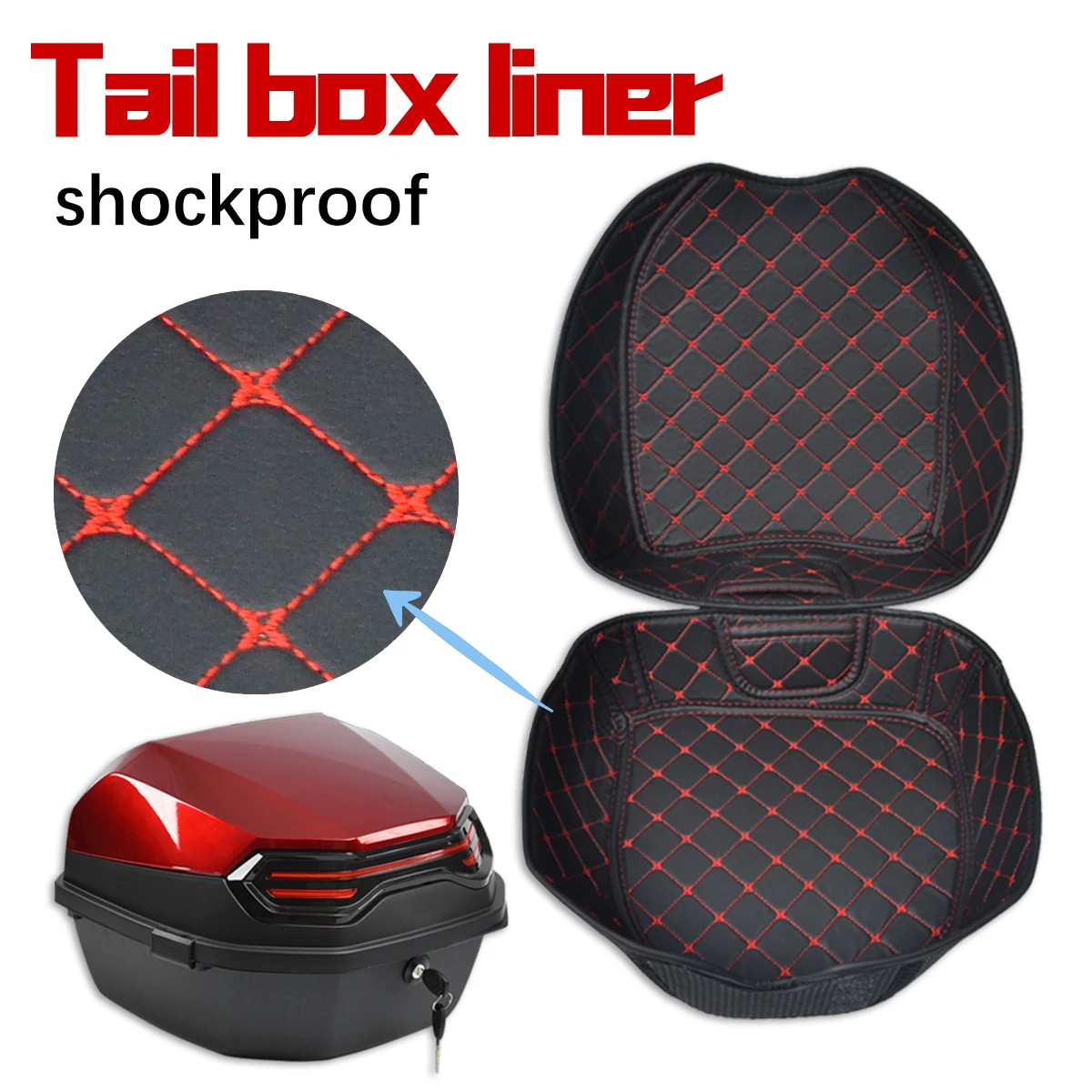 1PC Rear Trunk Lining, Universal Motorcycle Trunk with Added Storage Toolbox and Rear Trunk