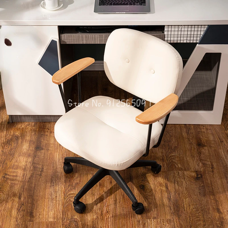 

Nordic Computer Chair Steel Feet Home Retro Office Chair Comfortable Long Sitting Study Desk Learning Swivel Chair Furniture