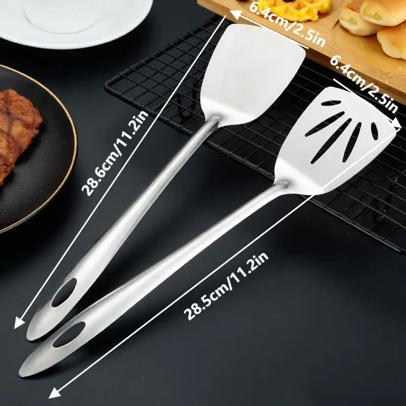 Utensílios de cozinha de aço inoxidável pá vazamento pá cozinhar espátula bife pá fritar wok espátula ferro utensílios de cozinha