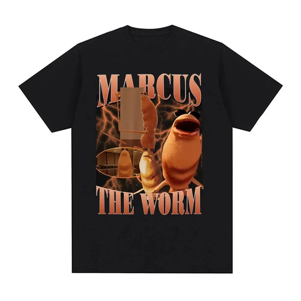 Camiseta divertida de Marcus The Worm Meme, camisetas Vintage de dibujos animados a la moda Unisex, camiseta informal de 100% de algodón de gran tamaño, ropa de calle